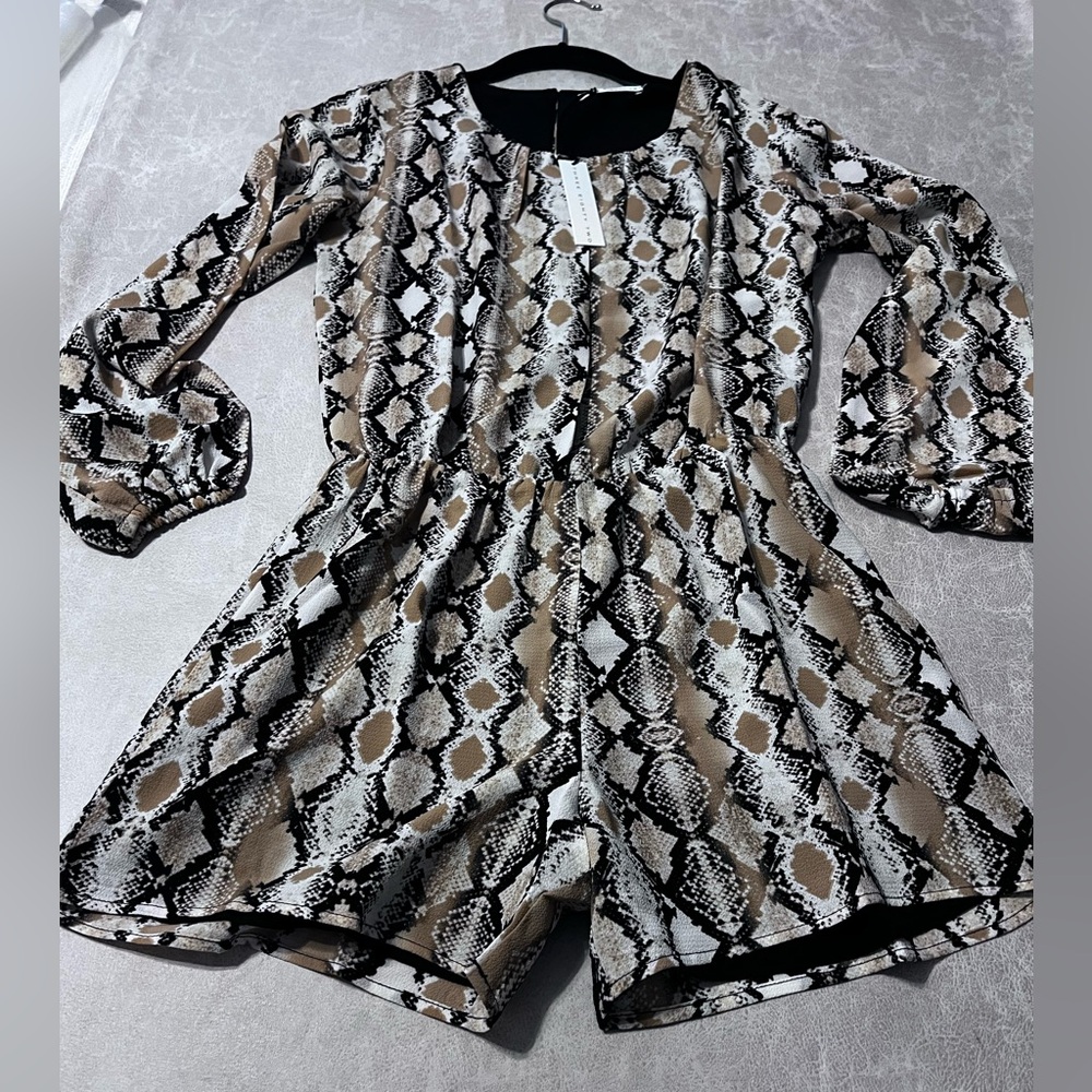 #4495. Three Eighty Two Women's Kara Python Romper. Size XS NWT
